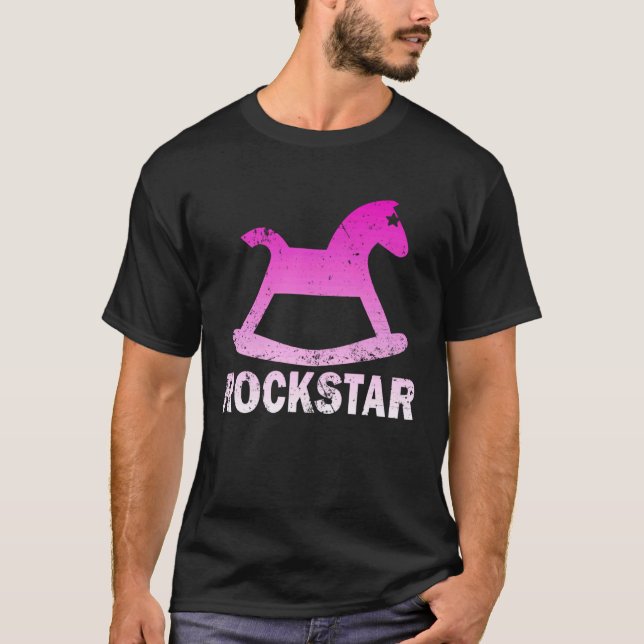Camiseta Cavalo Balanço Rockstar Engraçado (Frente)