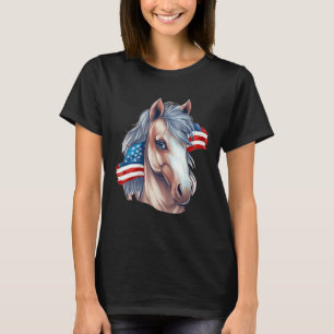 Camiseta Cavalo Bandeira Americana 4 de Julho Cavalgada G
