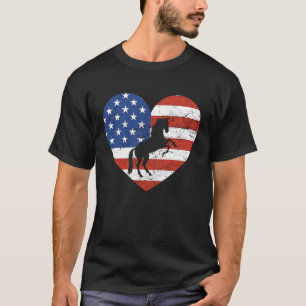 Camiseta Cavalo Bandeira Americana Coração 4 de Julho EUA P