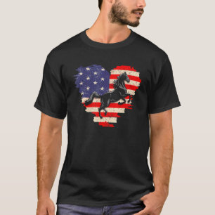 Camiseta Cavalo Bandeira Americana Coração 4 De Julho Usa P