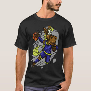 Camiseta Cavalo Basquetebol Montar Fazenda Meninos Mulheres