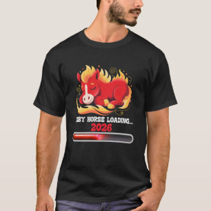 Camiseta Cavalo Bebê Carregando 2026 Ano Novo Chinês Gravid