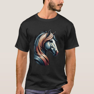 Camiseta Cavalo Boho com Crina Fluindo Cor Bege