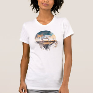 Camiseta Cavalo Branco e a reflexão da Lua sobre o oceano