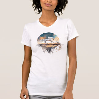 Camiseta Cavalo Branco e a reflexão da Lua sobre o oceano