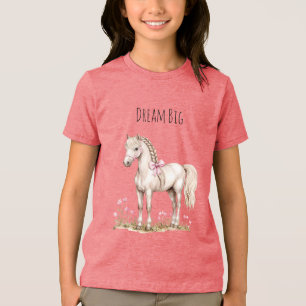 Camiseta Cavalo Branco e Flores