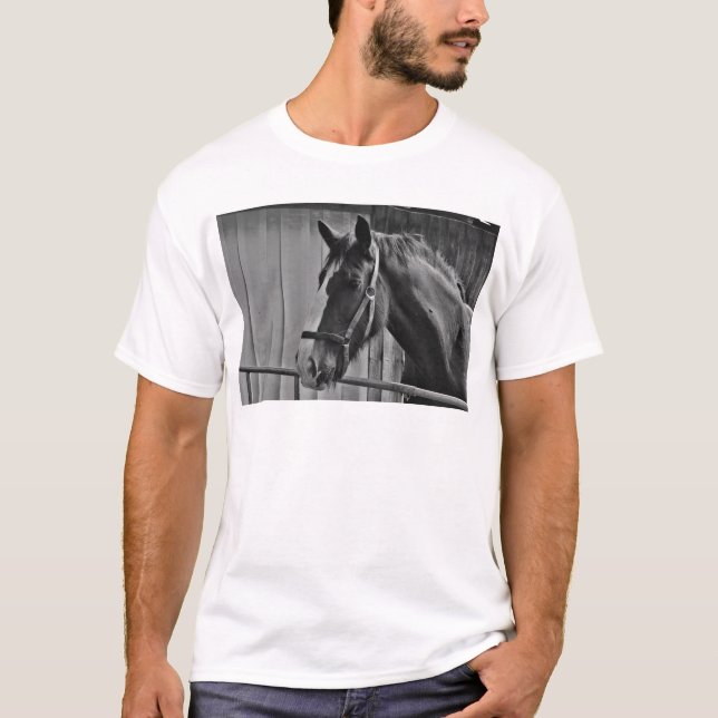 Camiseta Cavalo Branco Negro - Fotografia Animal (Frente)