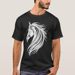 Camiseta Cavalo Cabeça Vetor Animal Selvagem Esporte Cavalg