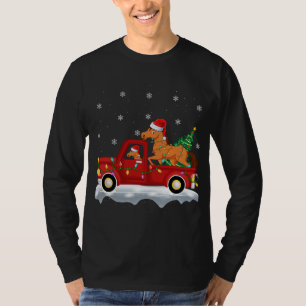 Camiseta Cavalo Caminhão Vermelho Caminhão Xmas Luzes de Ár