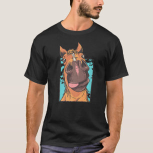Camiseta Cavalo Caro Face Língua Tongue Silhoule Cavalo And