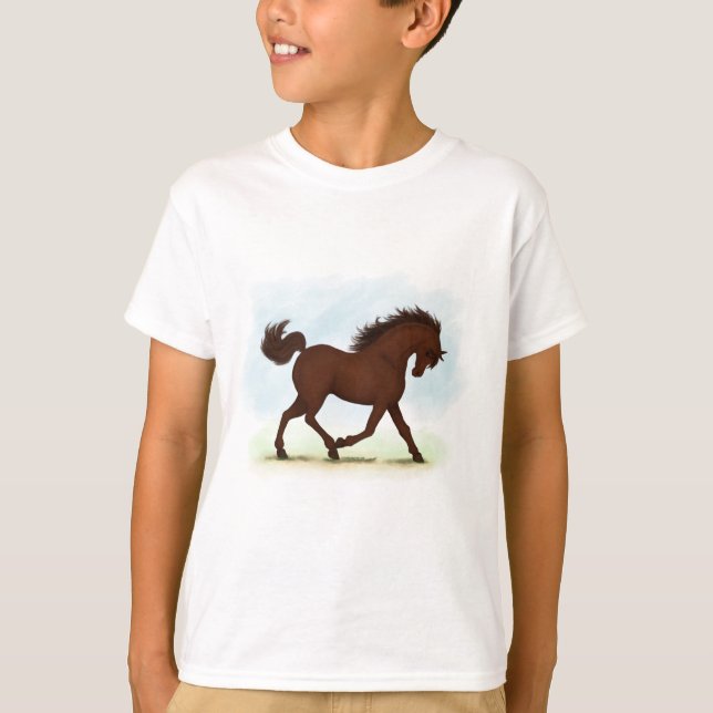 Camiseta Cavalo castanho equestre (Frente)