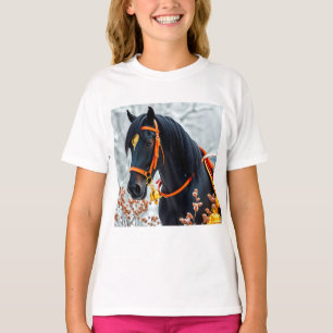 Camiseta Cavalo castanho preto elegante
