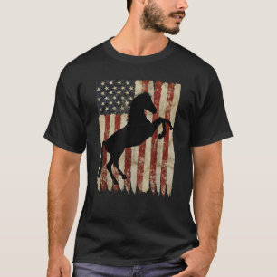Camiseta Cavalo Cavaleiro Bandeira Americana EUA Patriótico