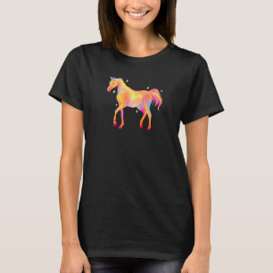 Camiseta Cavalo Cavalos de Aquarela Pop Colorido Fofo