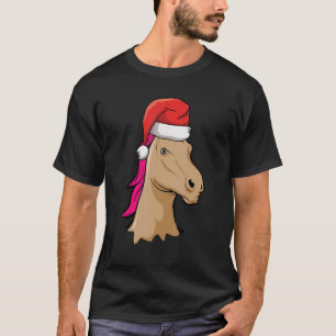 Camiseta Cavalo Chapéu do Papai Noel Natal Pijama Cavalgada