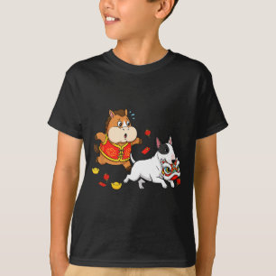 Camiseta Cavalo Chinês Bull Terrier Crianças Homens Mulhere