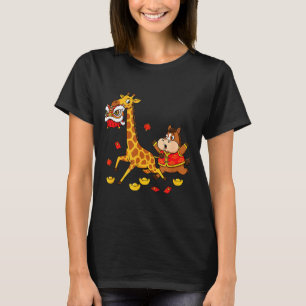Camiseta Cavalo Chinês Girafa Divertido Crianças Homens Mul