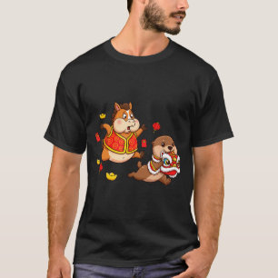 Camiseta Cavalo Chinês Lontra Engraçado Crianças Homens Mul