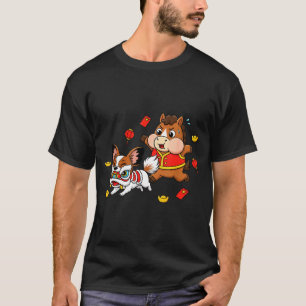 Camiseta Cavalo Chinês Papillon Divertido Meninos Homens Mu