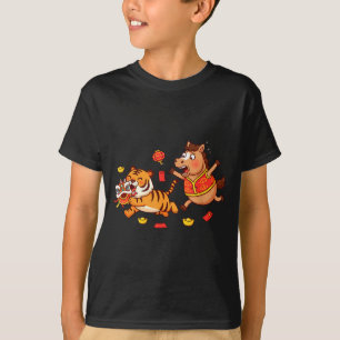 Camiseta Cavalo Chinês Tigre Engraçado Crianças Homens Mulh