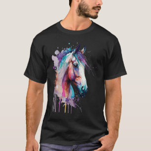 Camiseta Cavalo Cinto Arco-íris Colorido para equestre