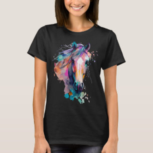 Camiseta Cavalo Cinto Arco-íris Colorido para equestre