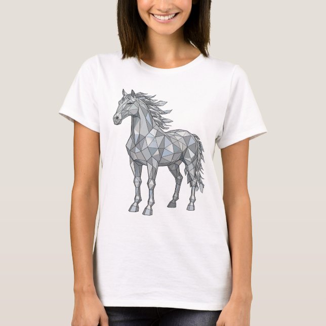 Camiseta Cavalo Cinza Snappy LOW POLY Impressão (Frente)