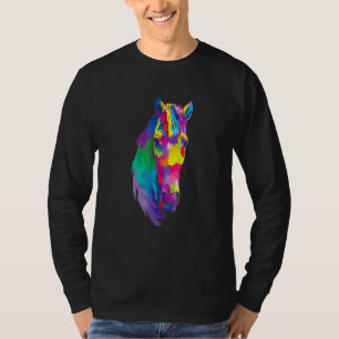 Camiseta Cavalo Colorido Cavalo Cabeça de Cavalo Geométrico