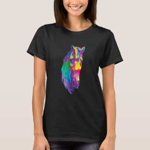 Camiseta Cavalo Colorido Cavalo Cabeça de Cavalo Geométrico