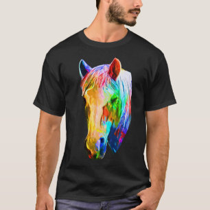 Camiseta Cavalo Colorido Horse-back Andando Sobre Artsy Ho