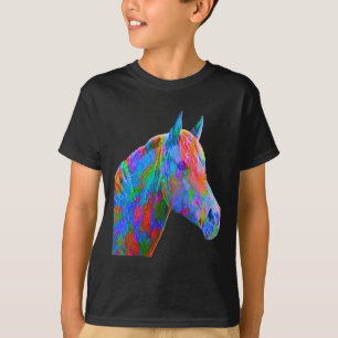 Camiseta Cavalo Colorido Horse-back Andando Sobre Artsy Ho