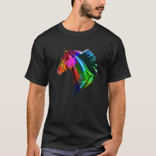 Camiseta Cavalo Colorido Horse-back Andando Sobre Artsy Ho