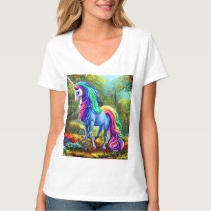 Camiseta Cavalo Colorido Unicórnio na Floresta-46567