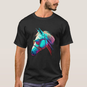 Camiseta Cavalo colorido vestindo gráfico de óculos