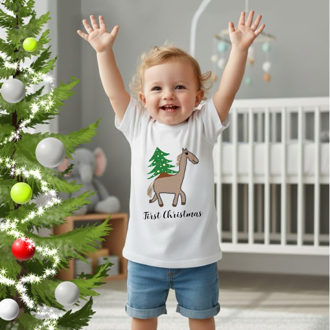 Camiseta Cavalo com árvore de Natal (Criador carregado)