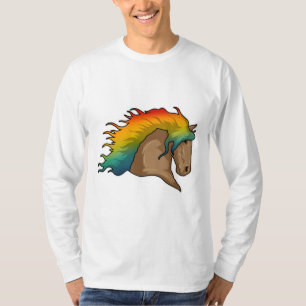 Camiseta Cavalo com Cabelo Arco-Íris