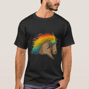 Camiseta Cavalo com Cabelo Arco-Íris