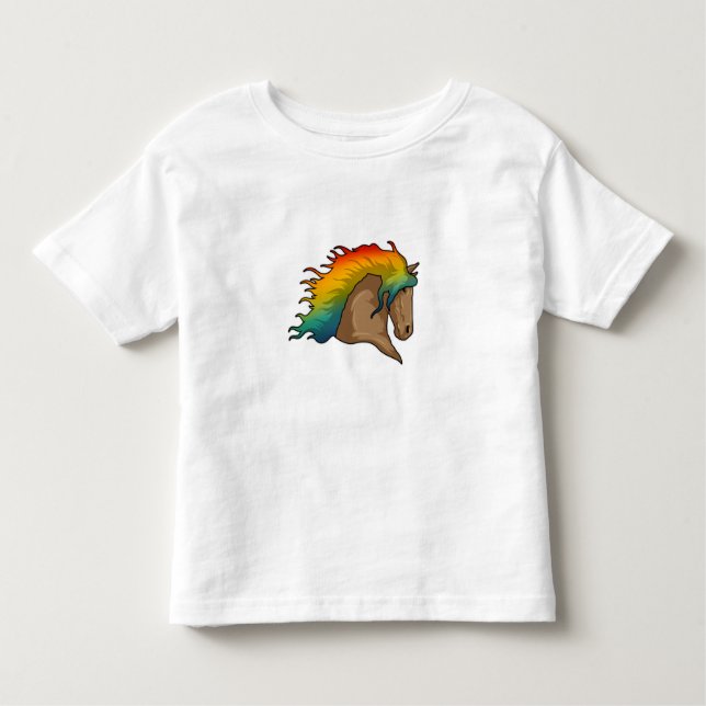 Camiseta Cavalo com Cabelo Arco-Íris (Frente)