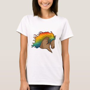Camiseta Cavalo com Cabelo Arco-Íris