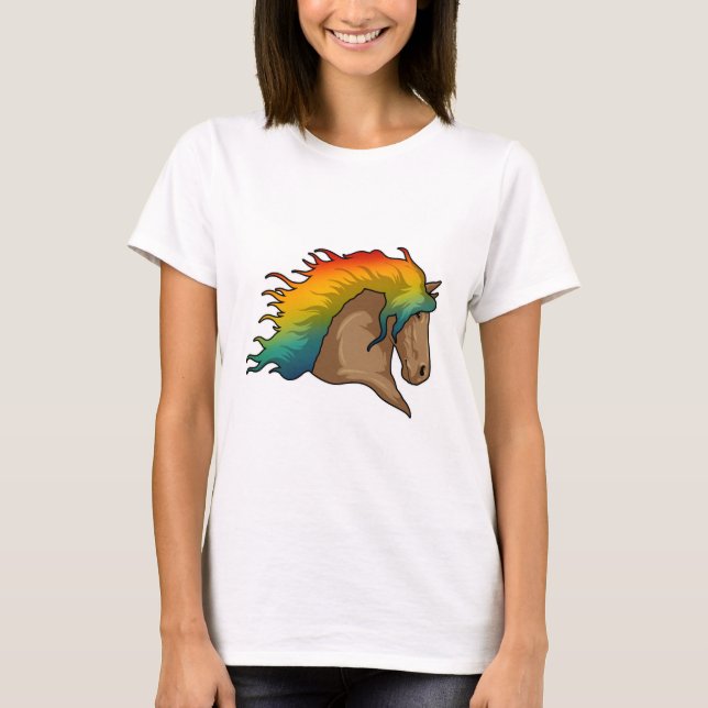 Camiseta Cavalo com Cabelo Arco-Íris (Frente)