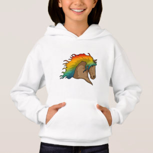 Camiseta Cavalo com Cabelo Arco-Íris