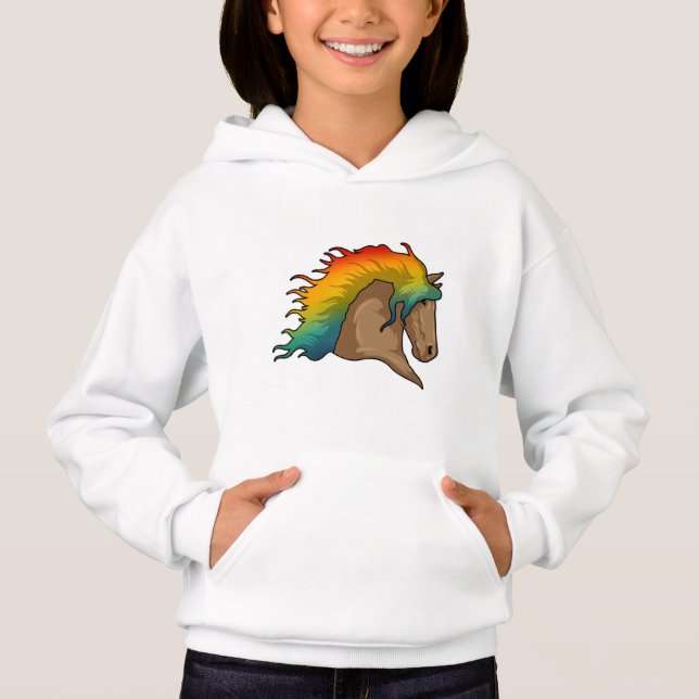 Camiseta Cavalo com Cabelo Arco-Íris (Frente)
