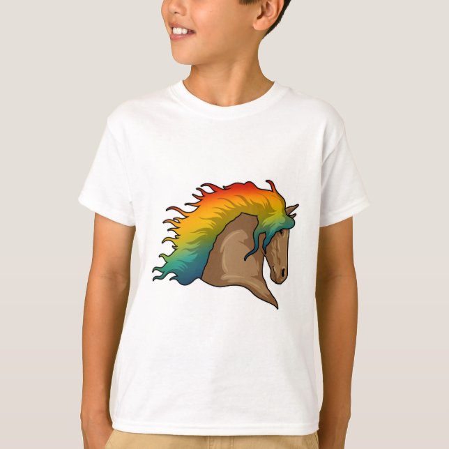Camiseta Cavalo com Cabelo Arco-Íris (Frente)