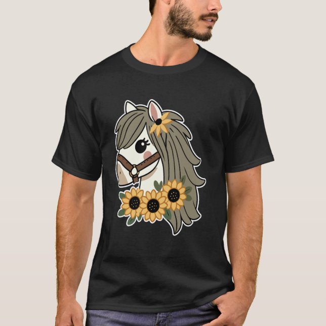 Camiseta Cavalo com Flores Cavalinho de Montar Fofo (Frente)