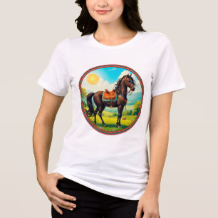 Camiseta Cavalo Com Fundo Vibrante