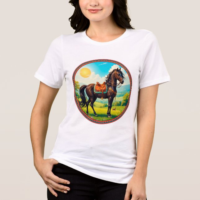 Camiseta Cavalo Com Fundo Vibrante (Frente)