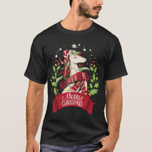 Camiseta Cavalo com Luzes de Natal Feliz Cristo de Natal