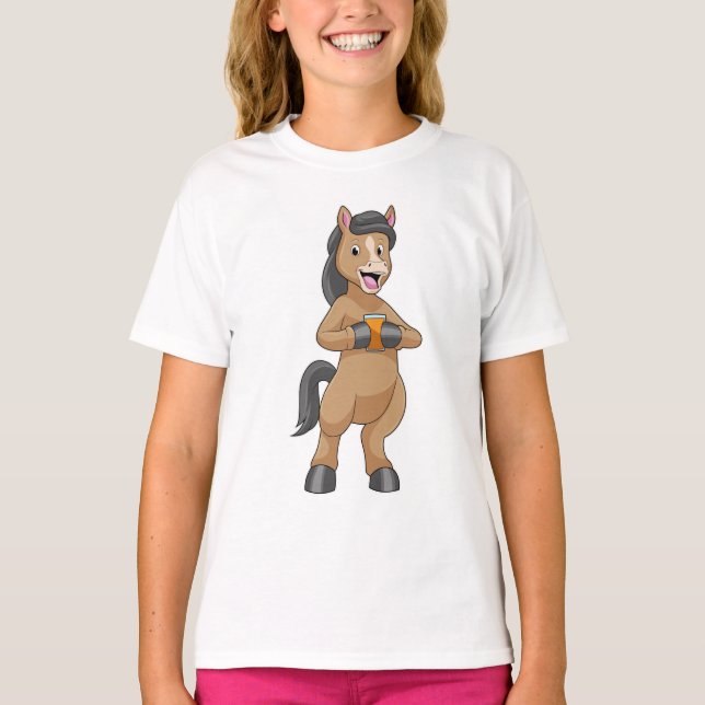 Camiseta Cavalo com Mug de Suco de Laranja (Frente)