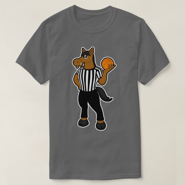 Camiseta Cavalo como Árbitro com Apito de Basquete (Frente do Design)
