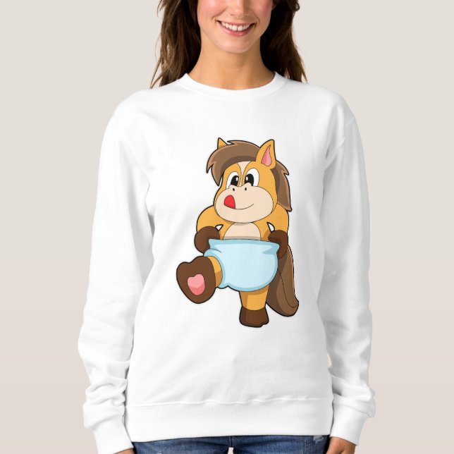 Camiseta Cavalo como Bebê com Fralda (Frente)
